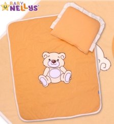 Baby Nellys 2-dílná sada do kočárku jersey Medvídek Teddy bear - broskvová