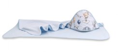 Dětská termoosuška s kapucí Baby Nellys, Létající zvířátka, 100 x 100 cm, modrá