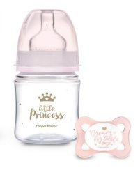 Antikoliková lahvička 120ml + dudlík set Canpol Babies, Mini Girl - Little Princess