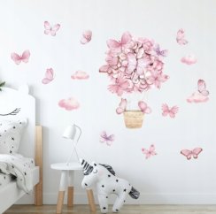Nálepky, dekorace na zeď Tulimi - Motýlci, růžová