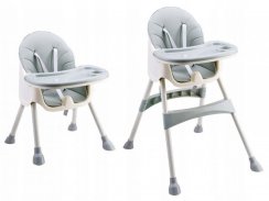 Eco toys Jídelní židlička, stoleček 2v1 - šedá