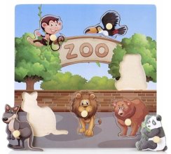 Dřevěné zábavné, vkládací puzzle  Tulimi - Zoo - 6 dílků