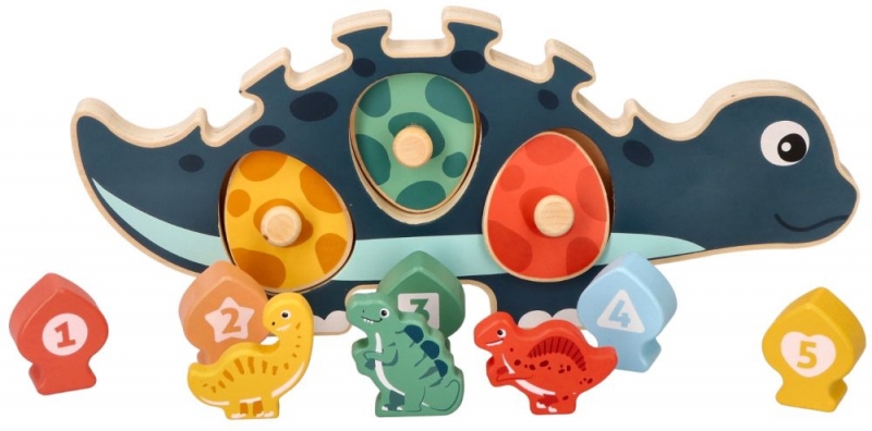 Edukační hračka puzzle s čísly, Adam Toys, Dinosaurus maminka - modrý