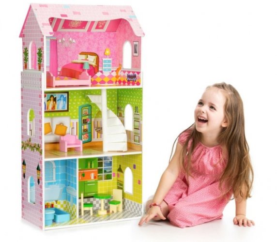 Dřevěný domeček pro panenky  ECO TOYS - Rezidence máta