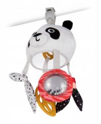 Závěsná plyšová hračka s chrastítkem a klipem Canpol Babies, Panda