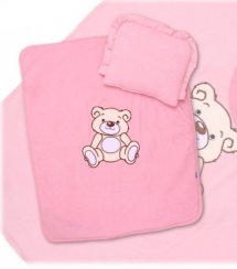 Baby Nellys 2-dílná sada do kočárku jersey Medvídek Teddy Bear  - růžová